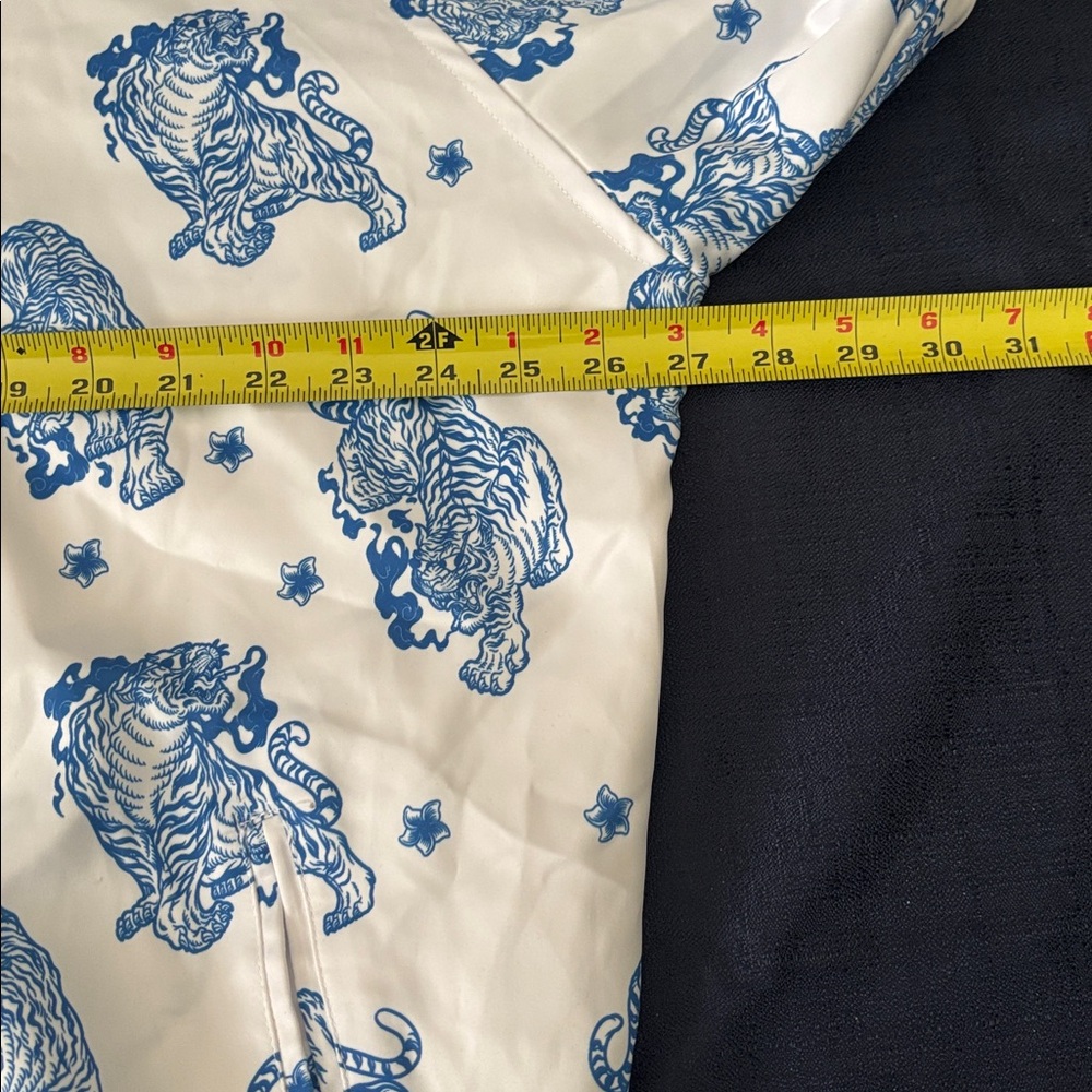 Blue and White Tiger Print Men's Jacket - Picture 9 of 10